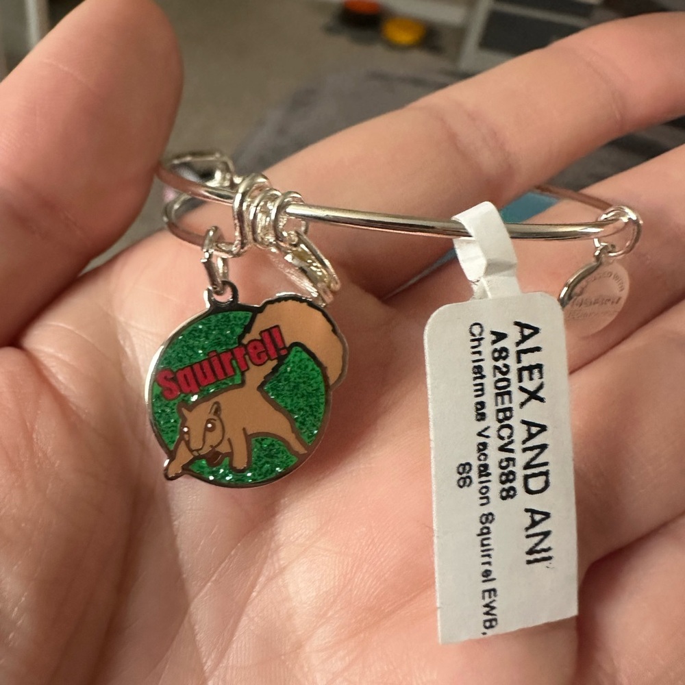 Alex and Ani Squirrel Charm Bracelet - Green and Silver